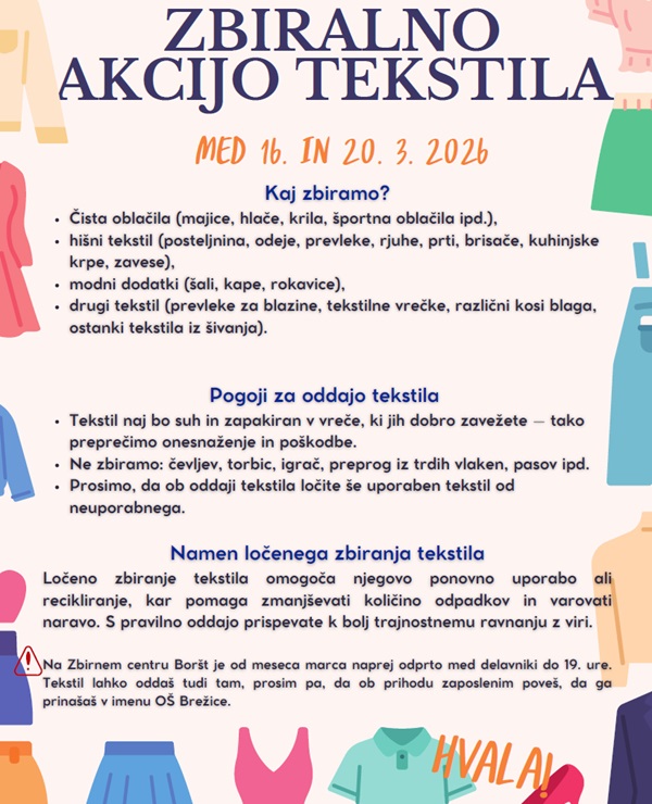 letak zbiranje tekstila